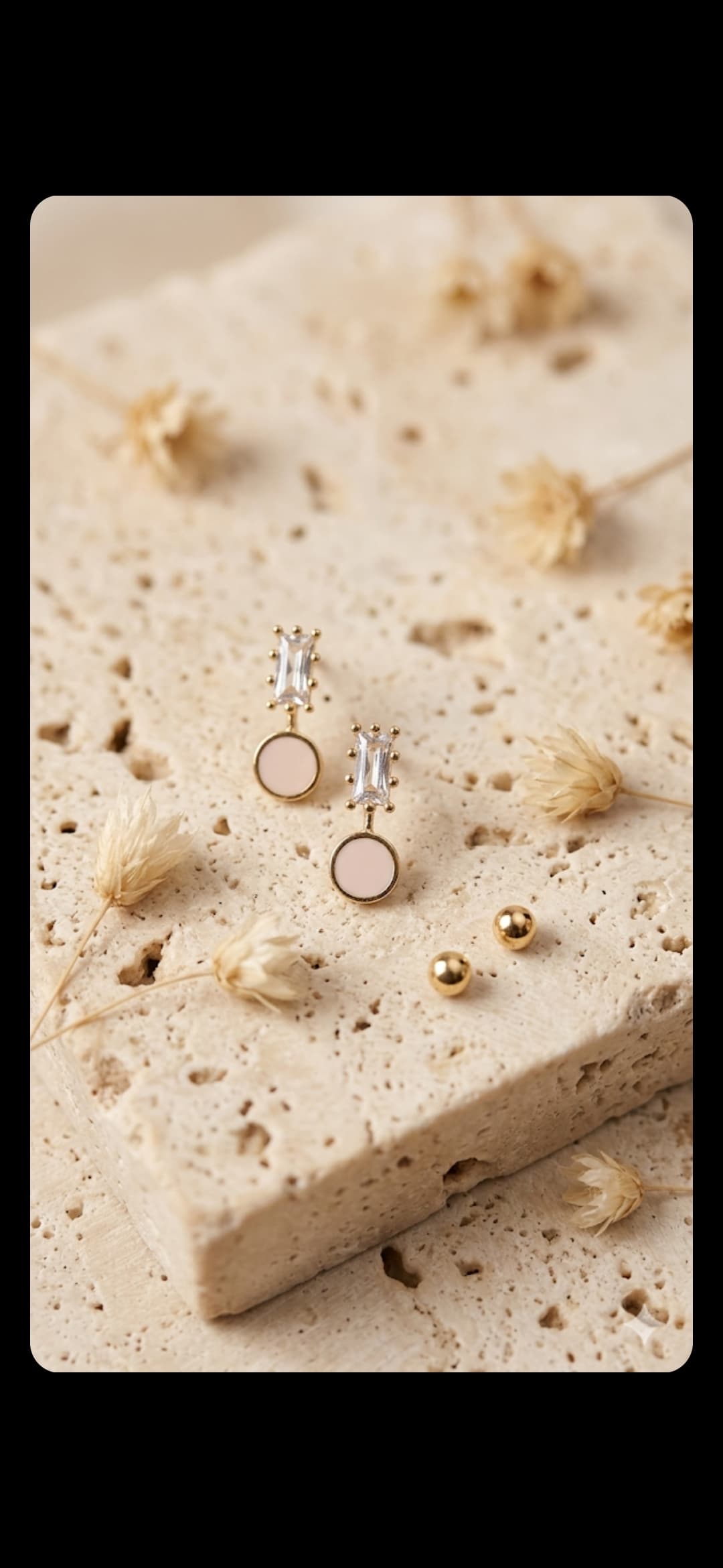 Cubic Baguette Point Round Drop Earrings - 이미지 3