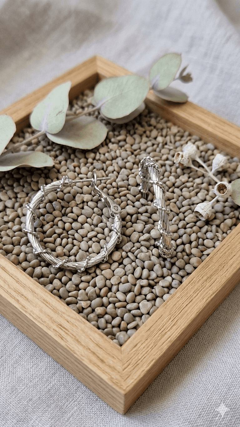 Twisted Texture Ring Earrings - 이미지 2