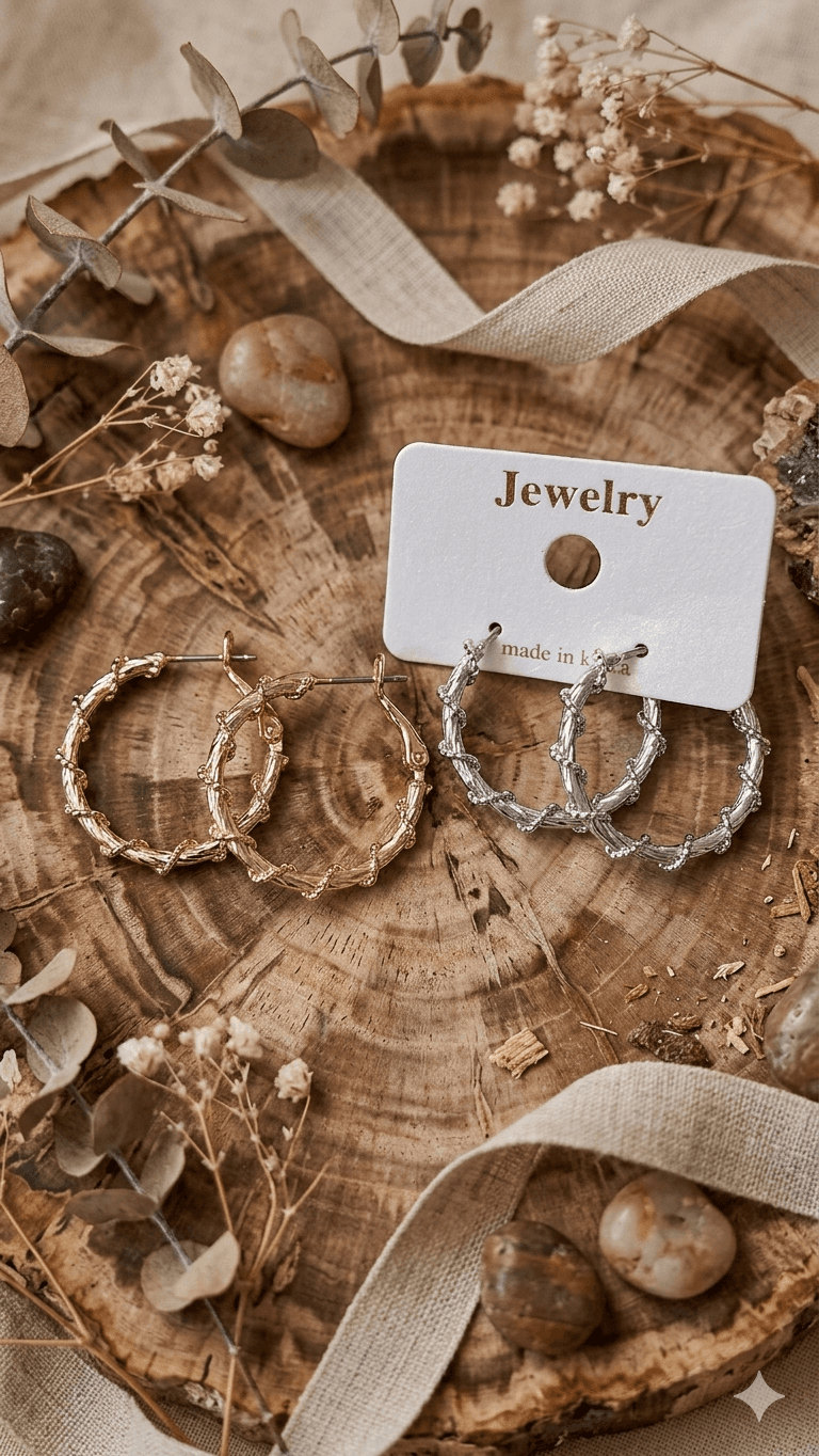 Twisted Texture Ring Earrings - 이미지 1