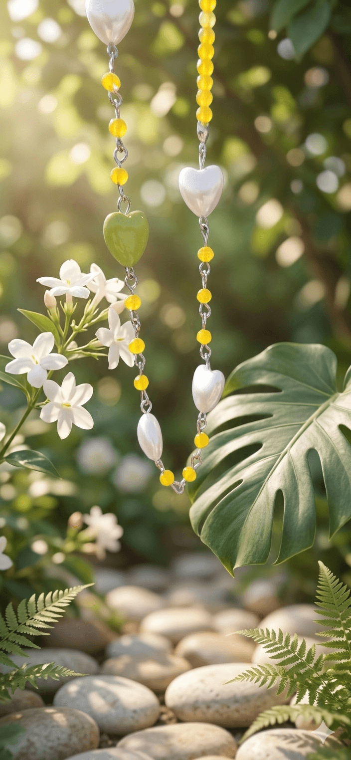 Heart pendant bead necklace - 이미지 4