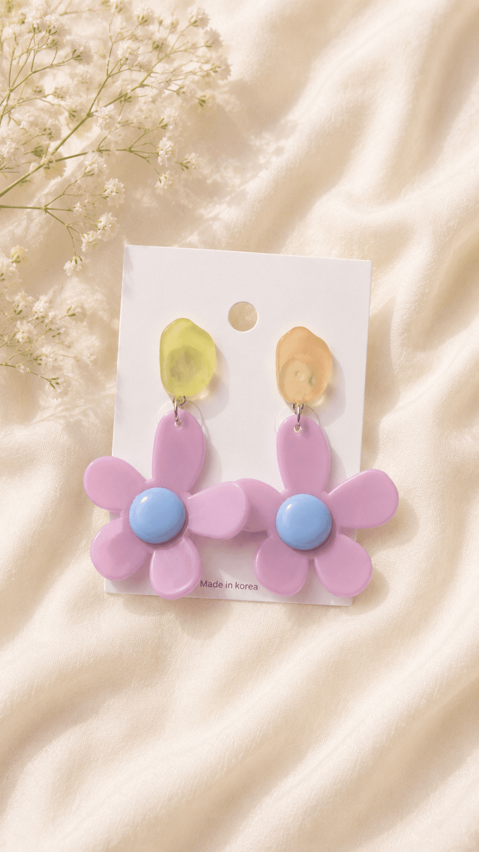 Pastel Flower Drop Earrings - 이미지 2