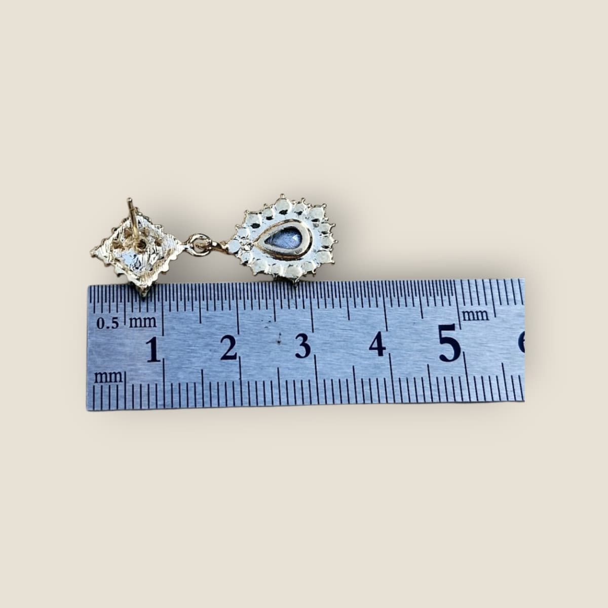 Square Stone Drop Cubic Earrings - 이미지 5