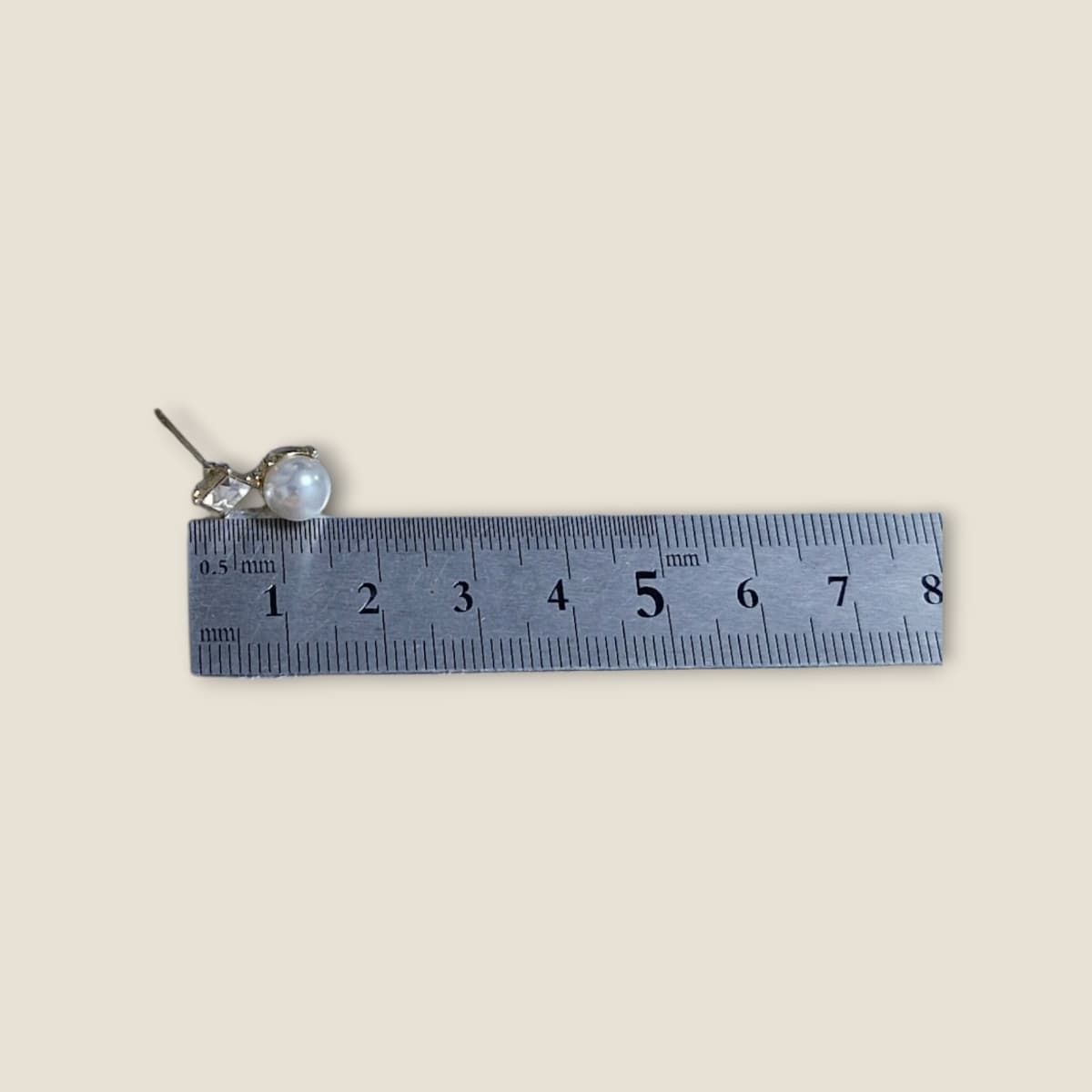 Square Cubic Pearl Drop Stud Earrings - 이미지 5