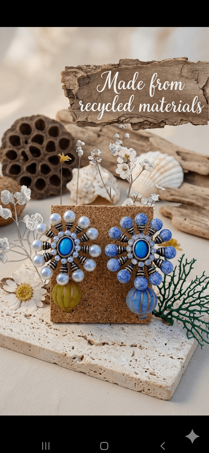 Recycled Material Earrings - 이미지 1