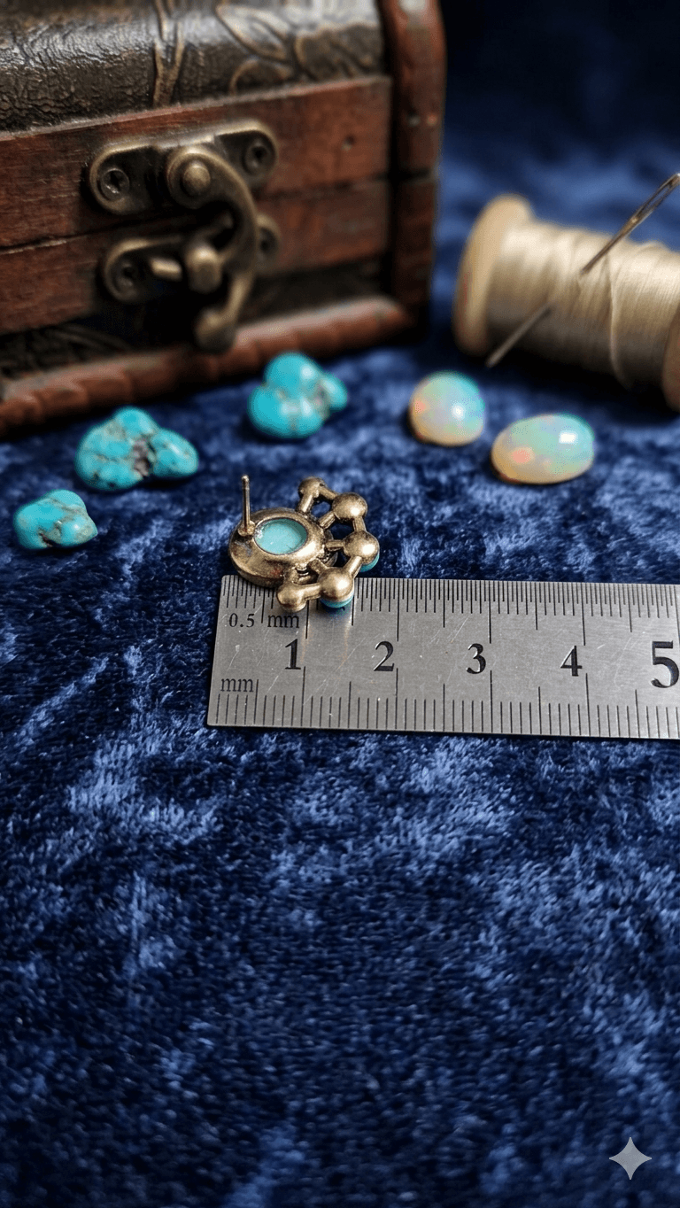 Cameo Oval Bead Point Earrings - 이미지 4