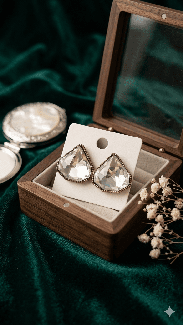 Crystal stud earrings - 이미지 2