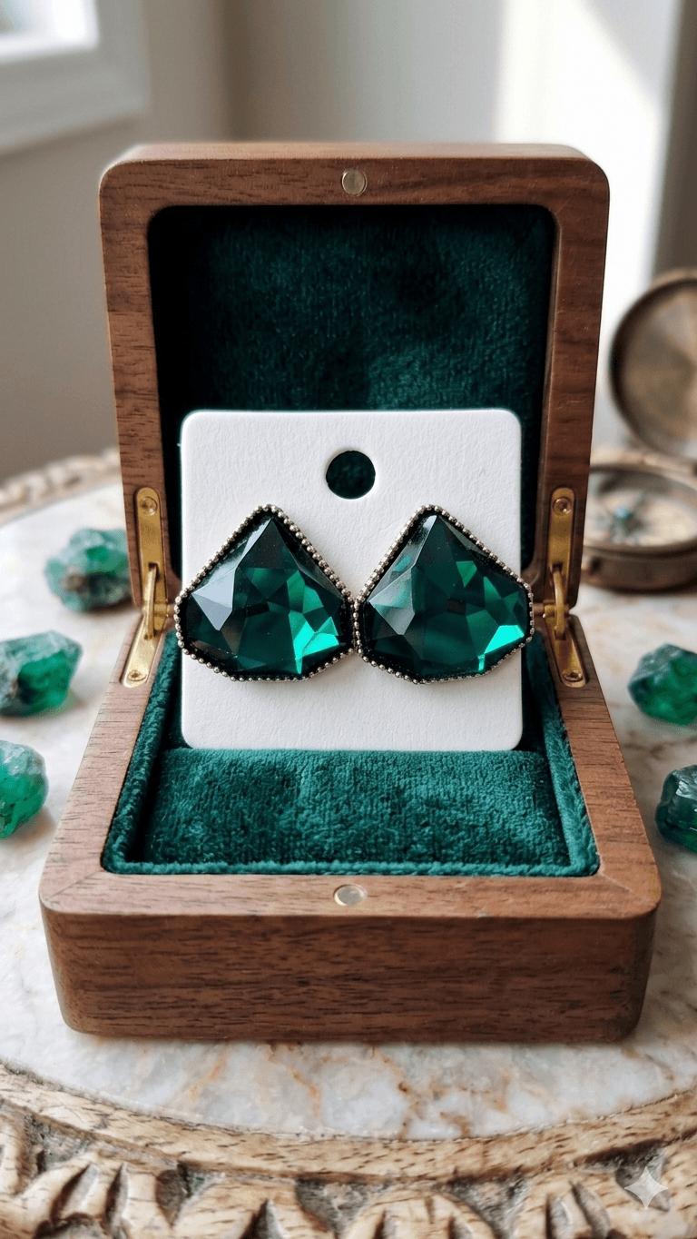 Crystal stud earrings - 이미지 3