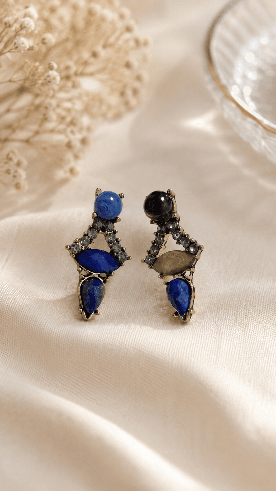 Vintage Mood Multi-Stone Drop Earrings - 이미지 1