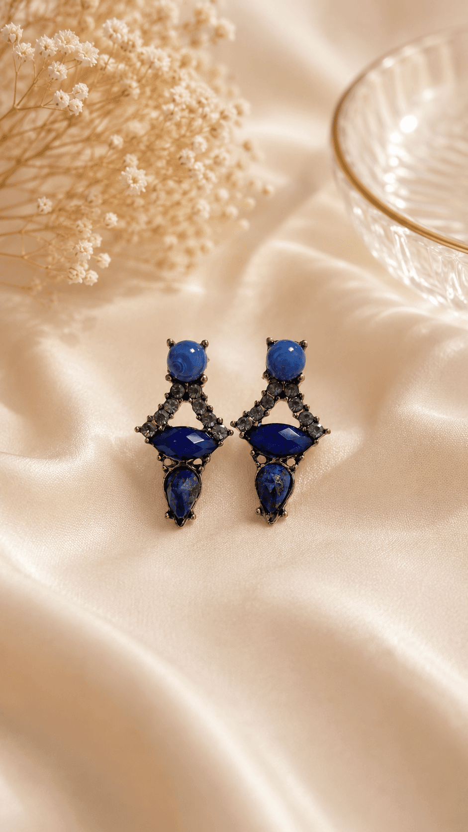 Vintage Mood Multi-Stone Drop Earrings - 이미지 3