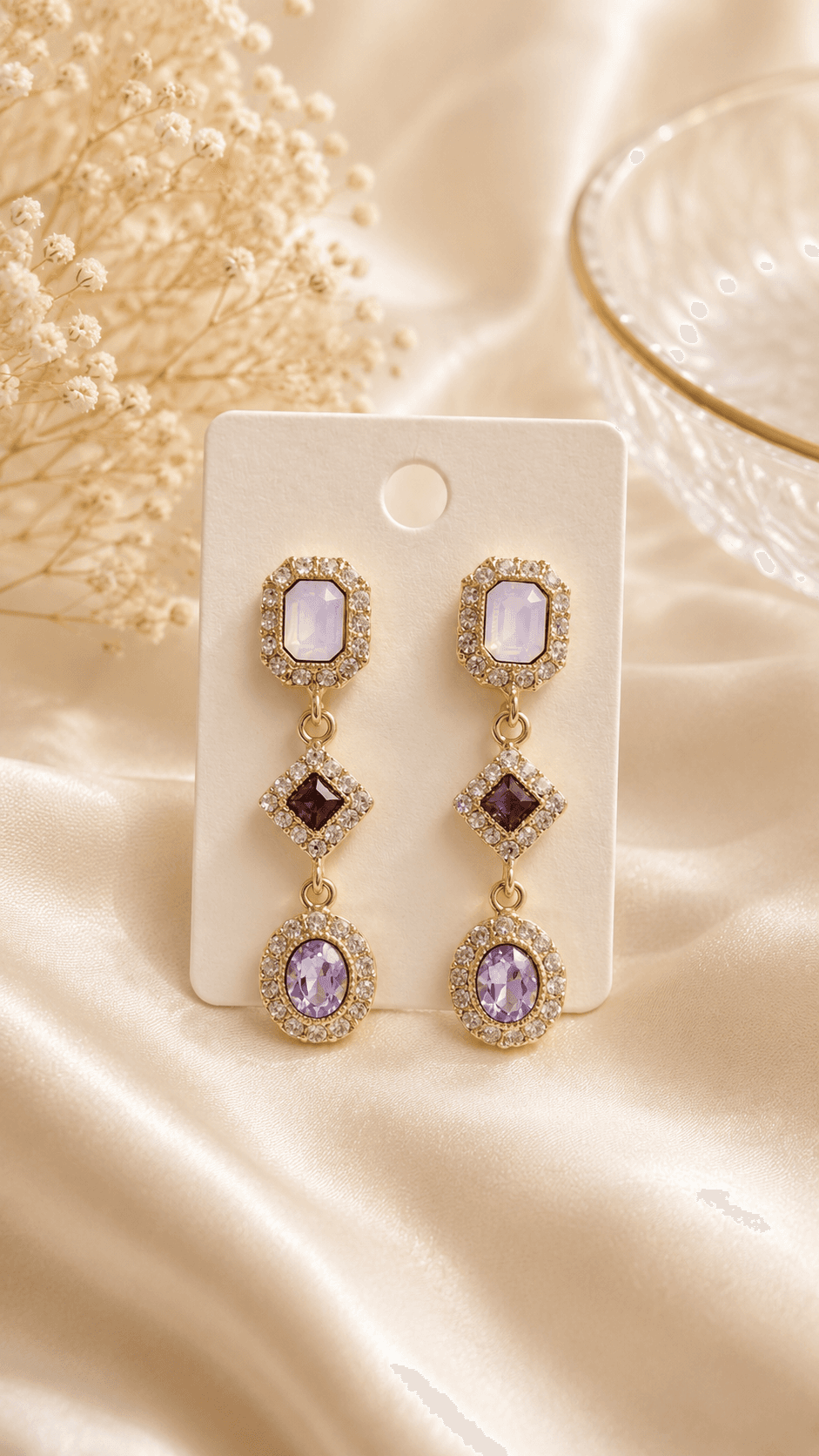 Vintage Mood Cubic Frame Drop Earrings - 이미지 1