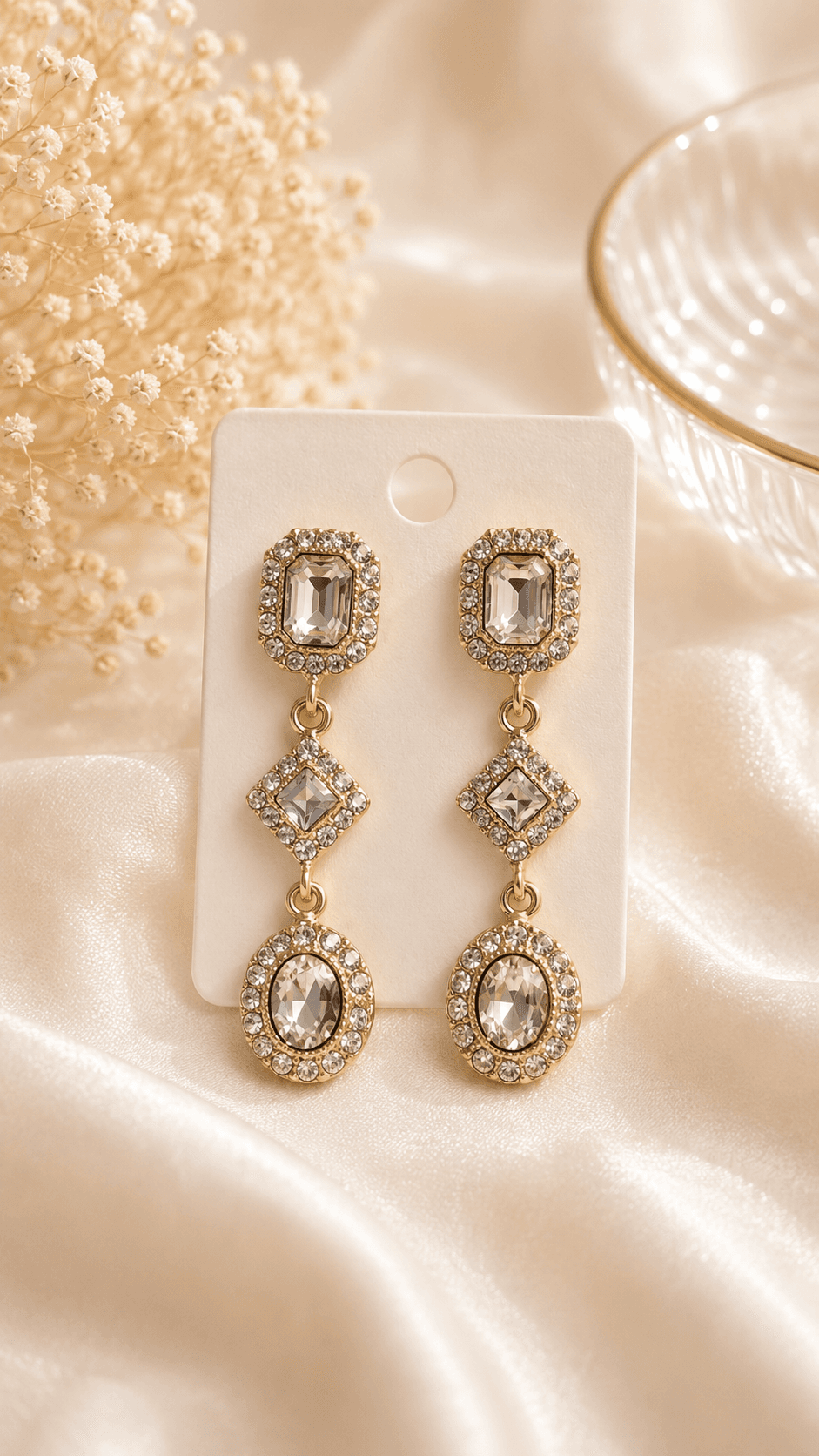 Vintage Mood Cubic Frame Drop Earrings - 이미지 4