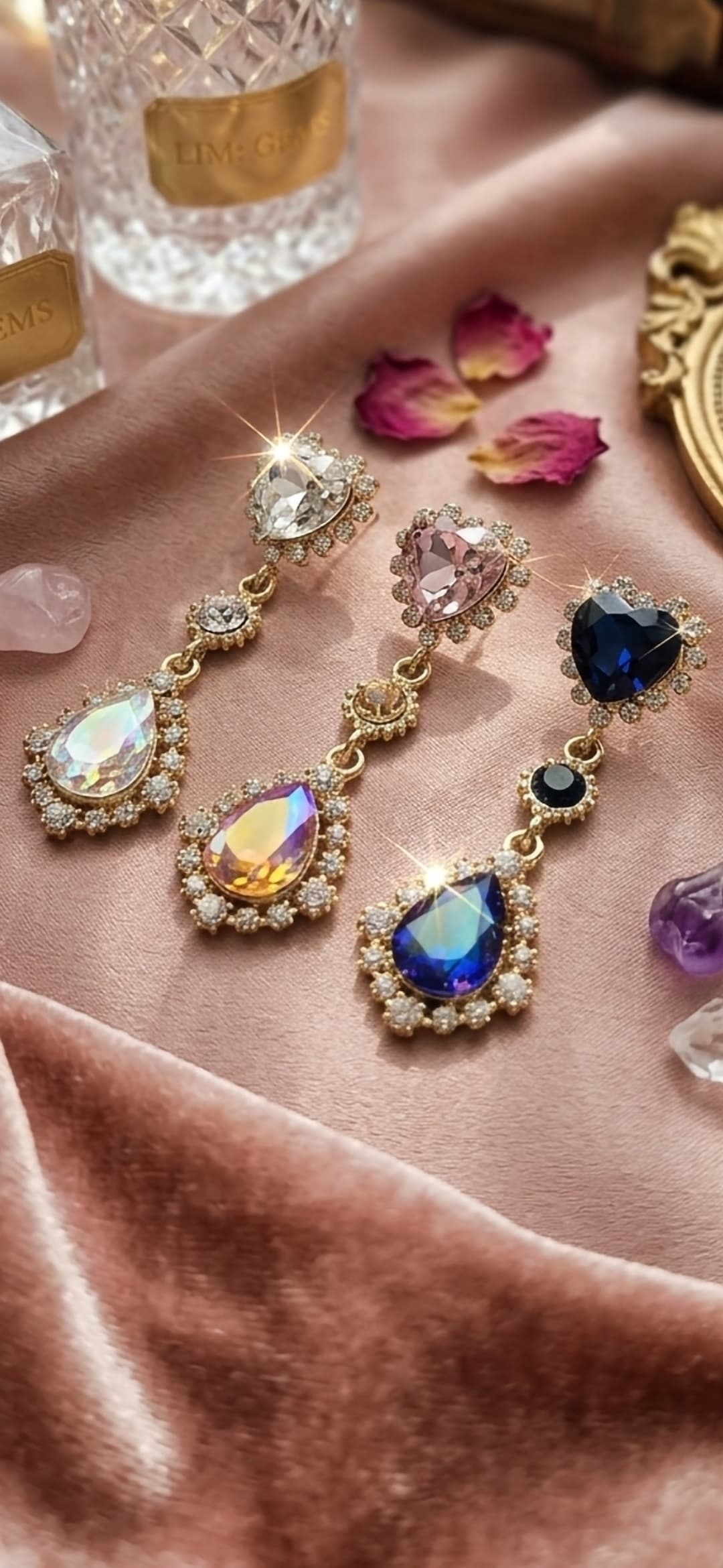 Heart Cubic Drop Earrings - 이미지 1