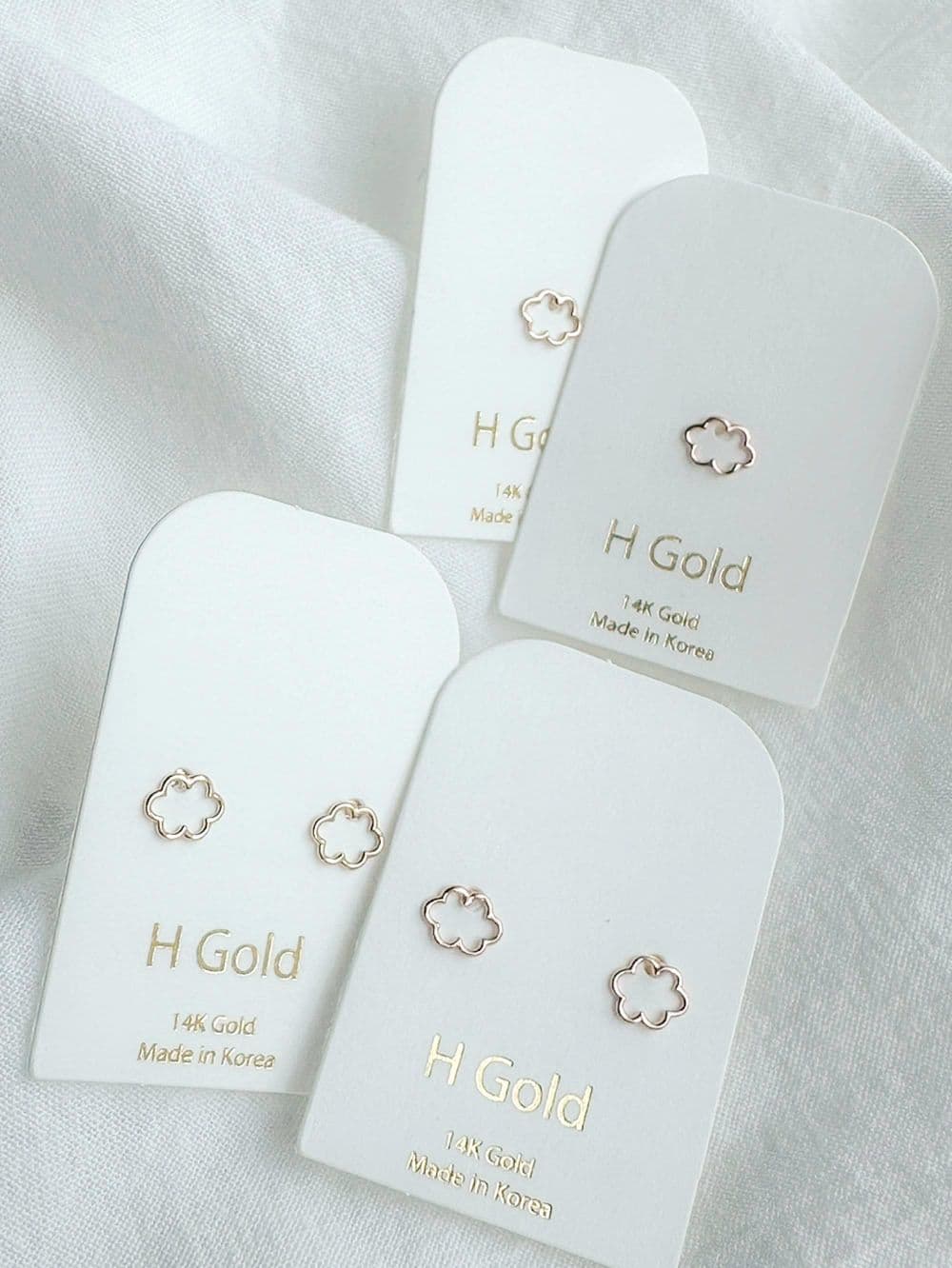 14k Line Cloud Earrings - 이미지 3