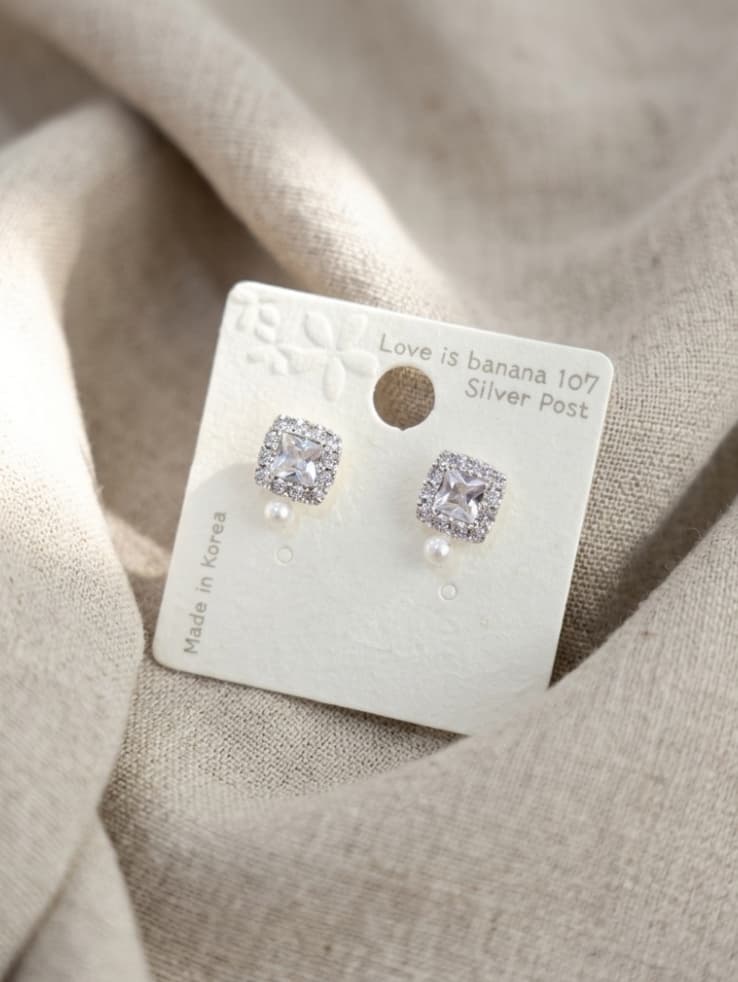 Bling Square Daily 925 Sterling Silver Stud Earrings 139 - 이미지 4
