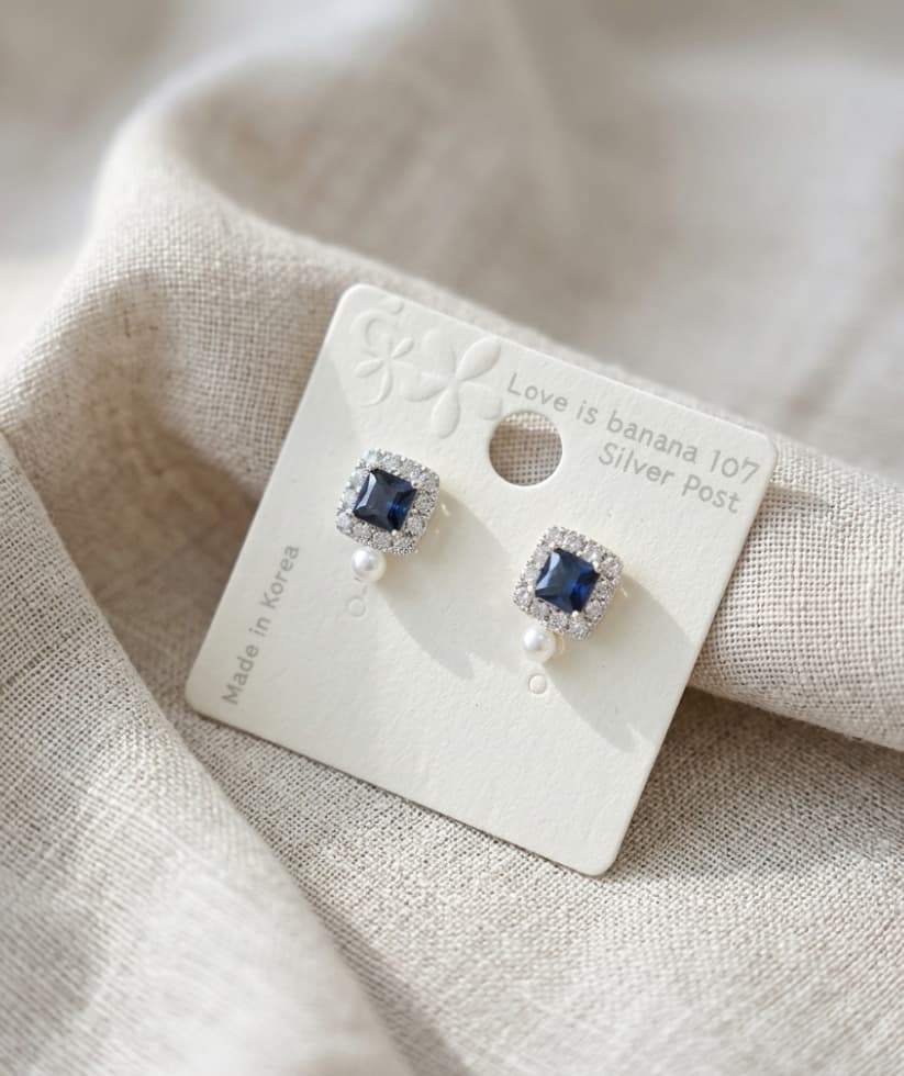 Bling Square Daily 925 Sterling Silver Stud Earrings 139 - 이미지 2