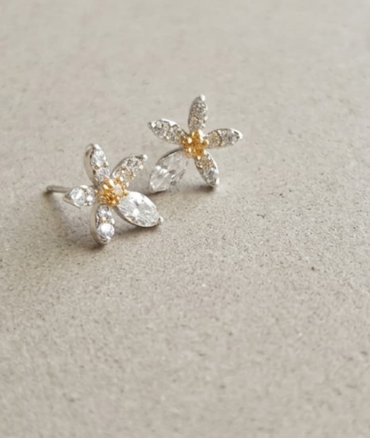 Daily Flower 925 Silver Post Earrings 142 - 이미지 1