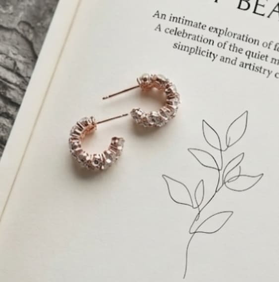 [Silver 925 Post] Live Hit, Reorders Exploding! Aurora Crystal Half-Ring Earrings 147 - 이미지 5
