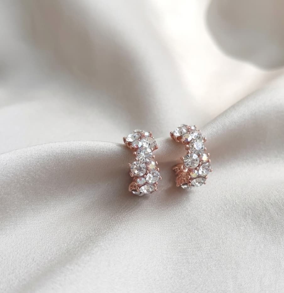 [Silver 925 Post] Live Hit, Reorders Exploding! Aurora Crystal Half-Ring Earrings 147 - 이미지 3