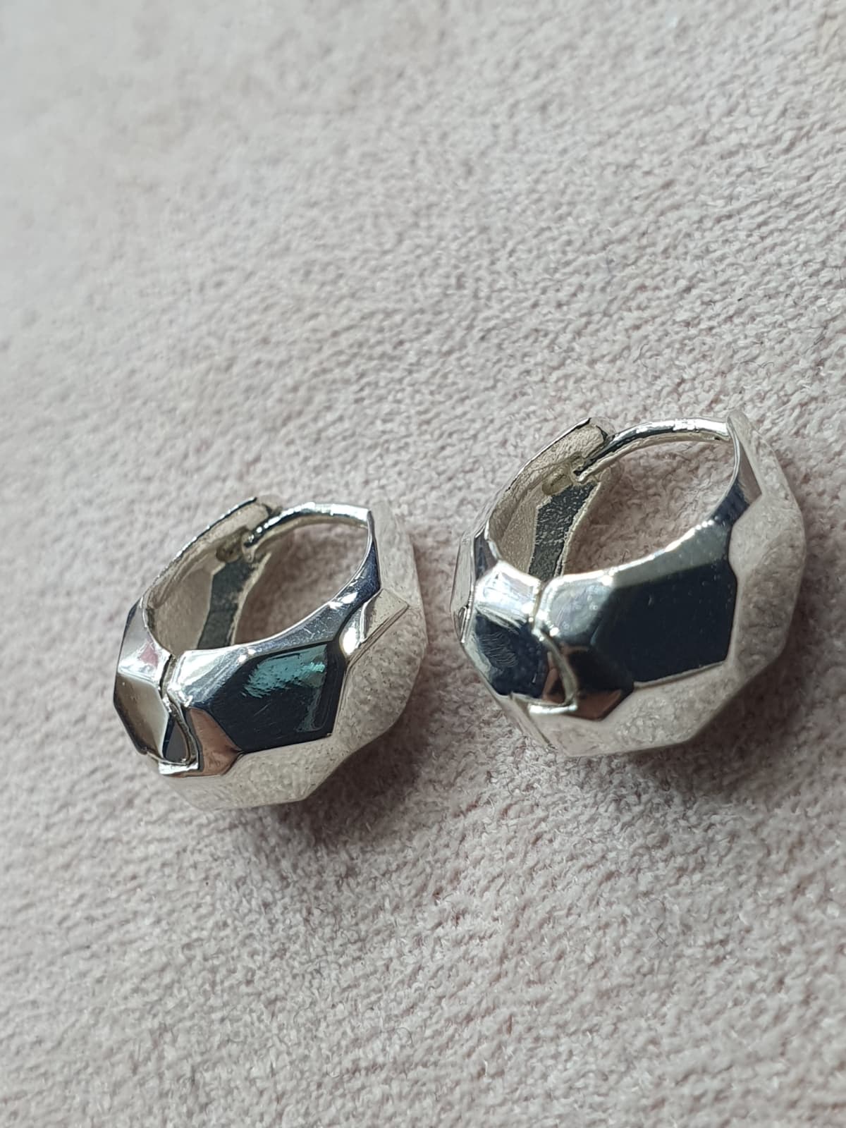 Silver 925 Cut Teardrop One-Touch Earrings - 이미지 2