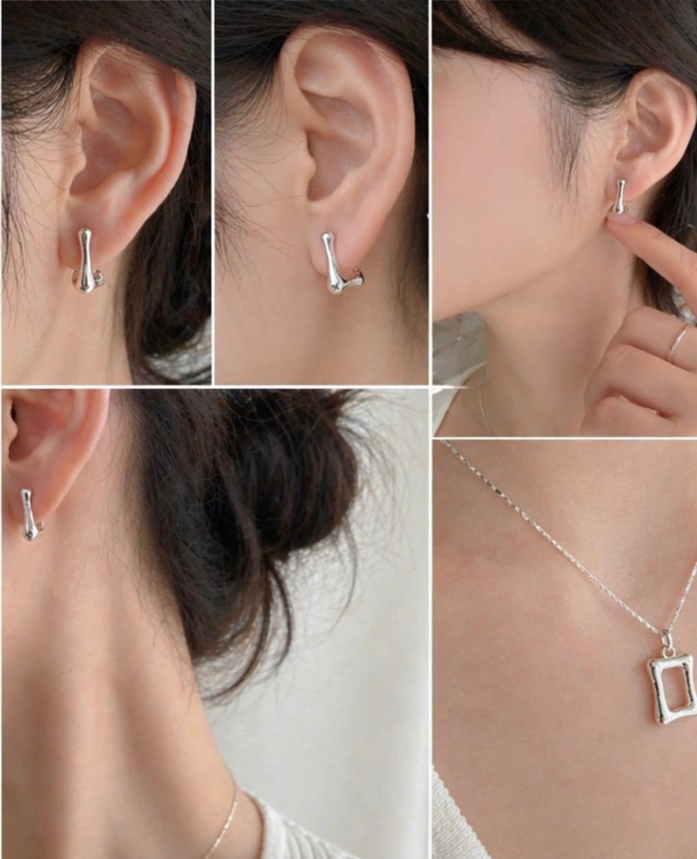Silver 925 square line necklace - 이미지 6