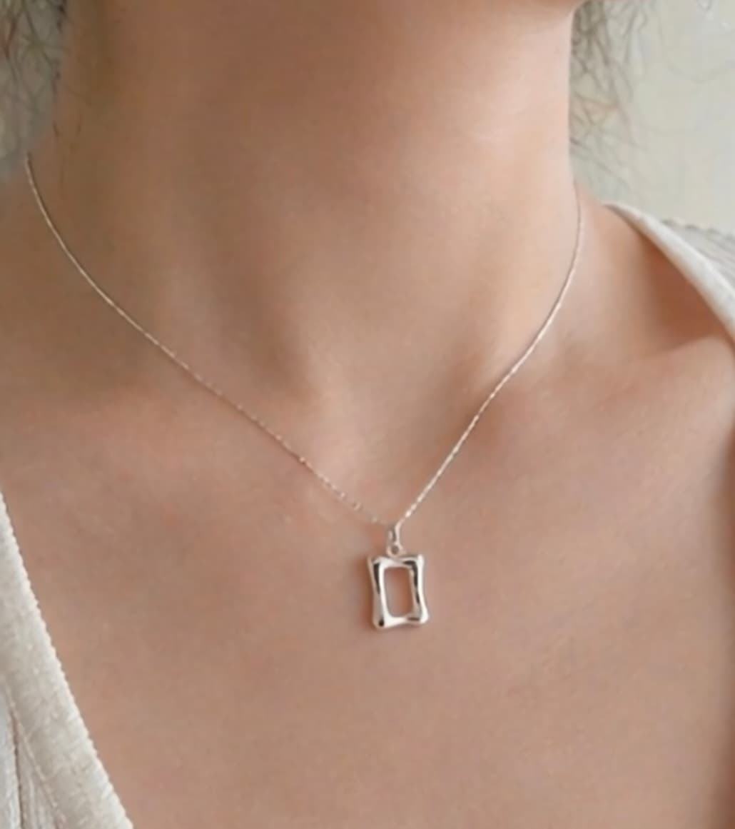 Silver 925 square line necklace - 이미지 1