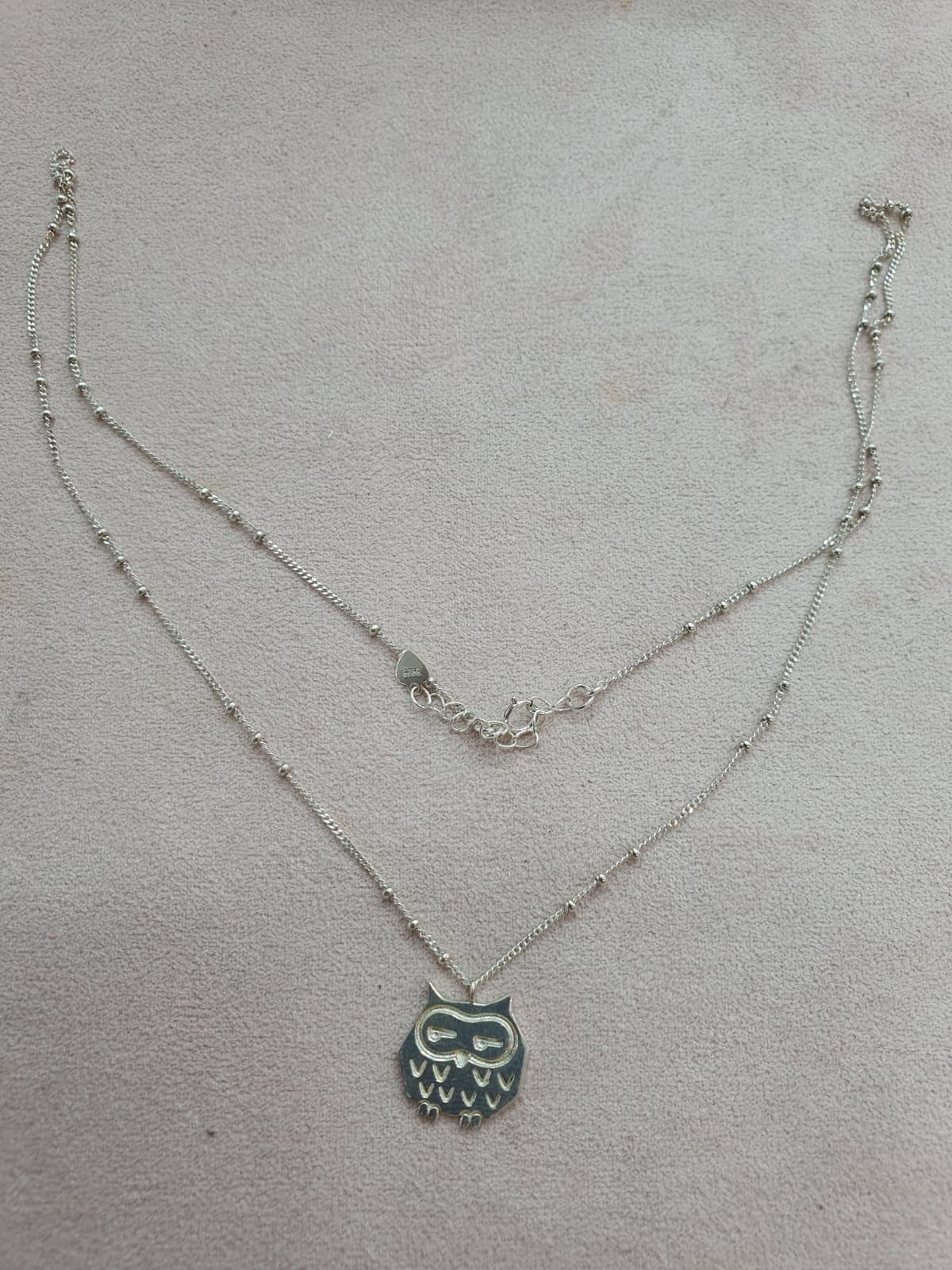 Silver 925 Owl Necklace - 이미지 2