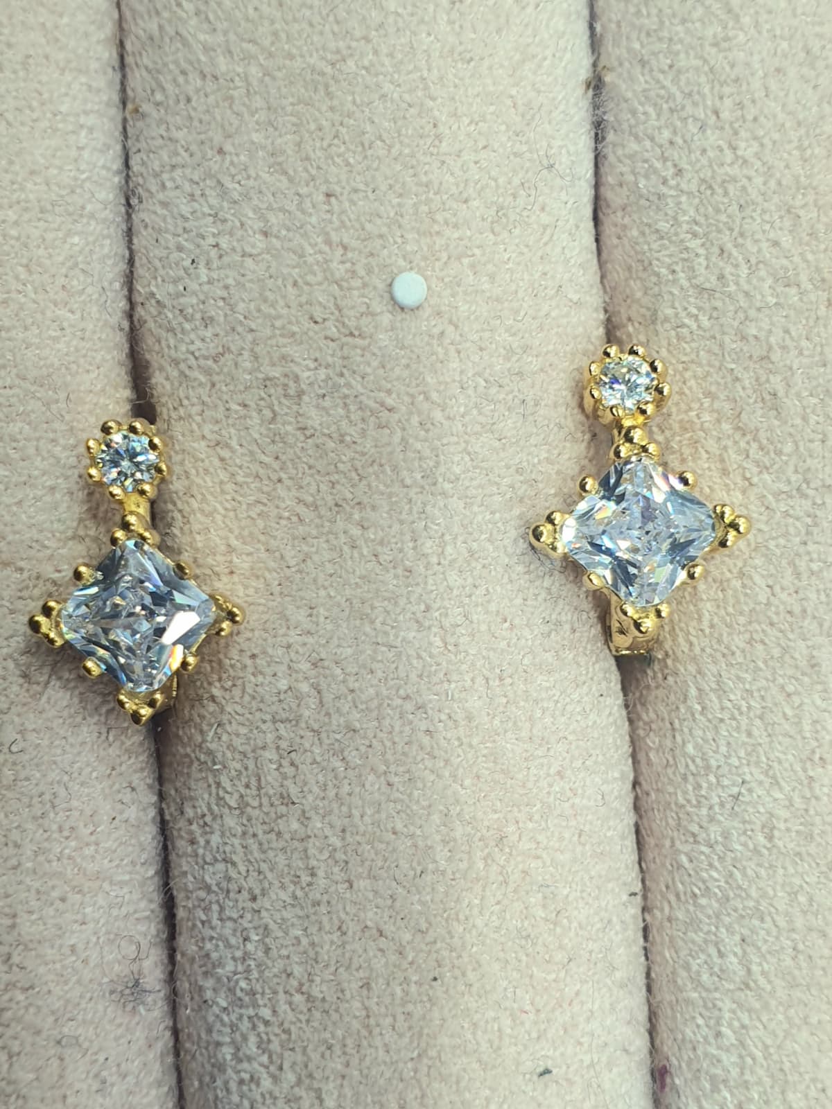 Silver 925 Square Cubic One-Touch Earrings - 이미지 6
