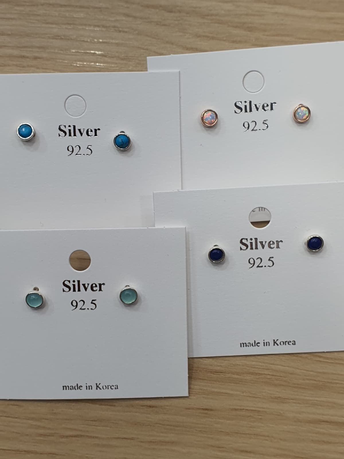 Silver 925 4mm Gemstone Earrings - 이미지 7