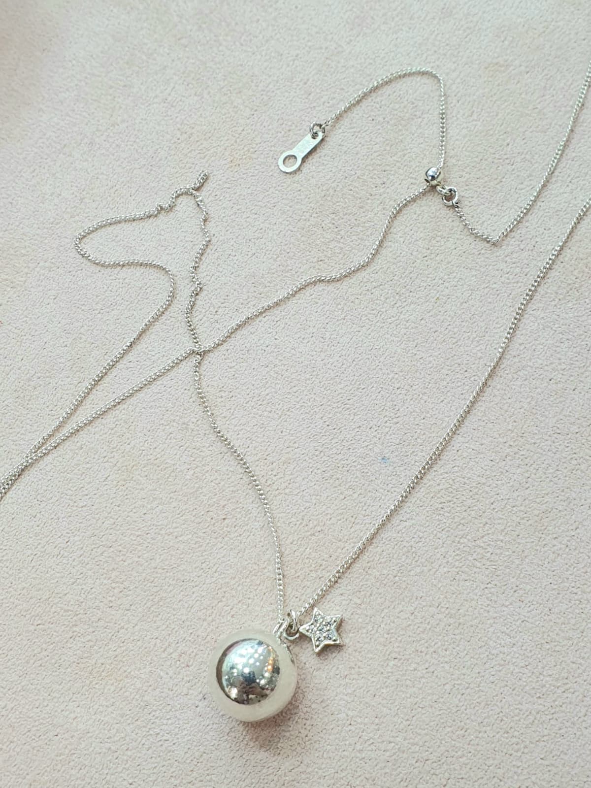 Silver 925 Ball Star Cubic 72cm Long Necklace - 이미지 3