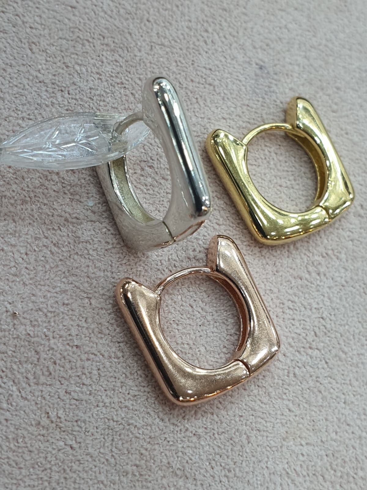 Silver 925 Square Bold One-Touch Earrings - 이미지 3