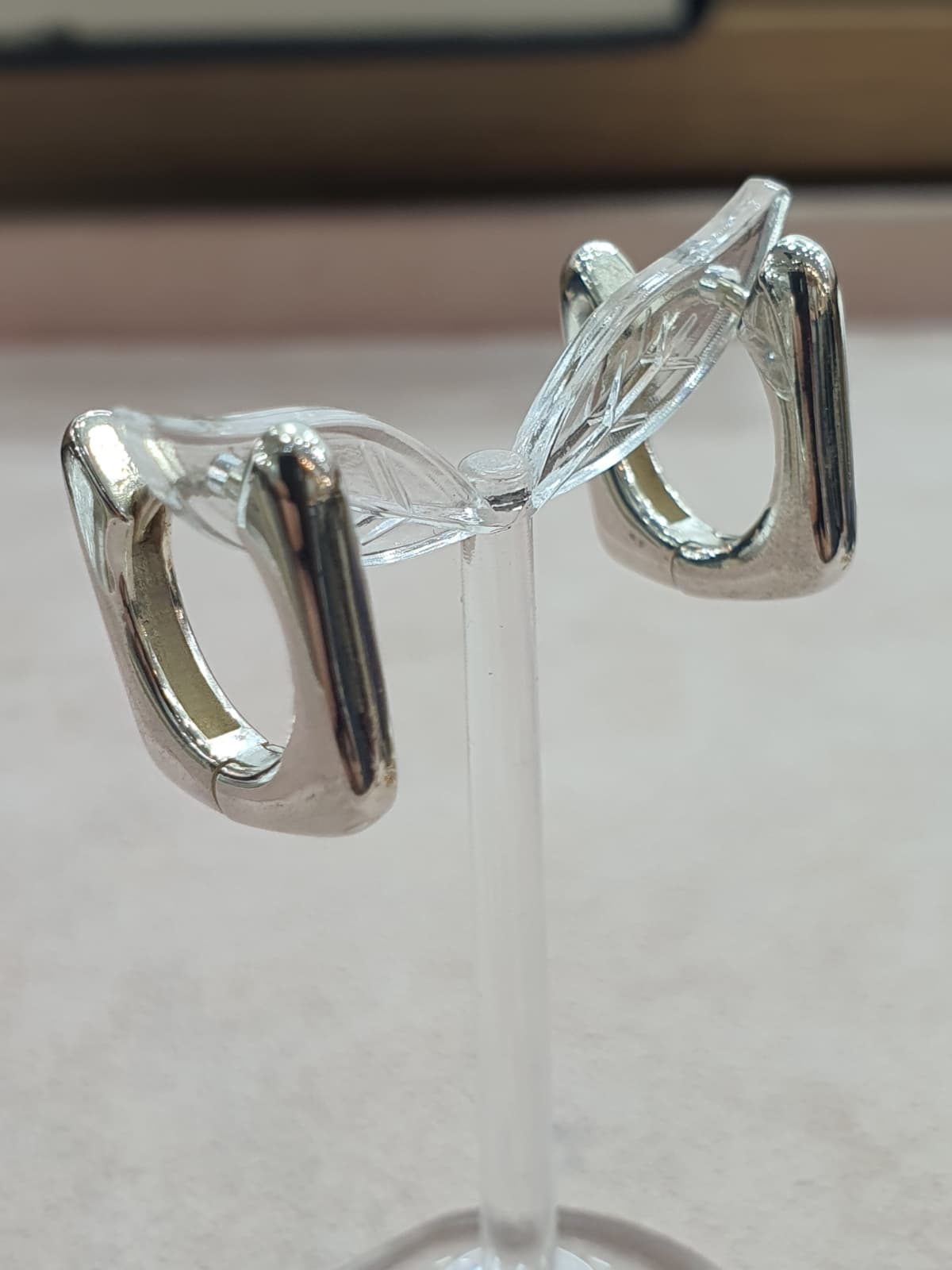 Silver 925 Square Bold One-Touch Earrings - 이미지 4