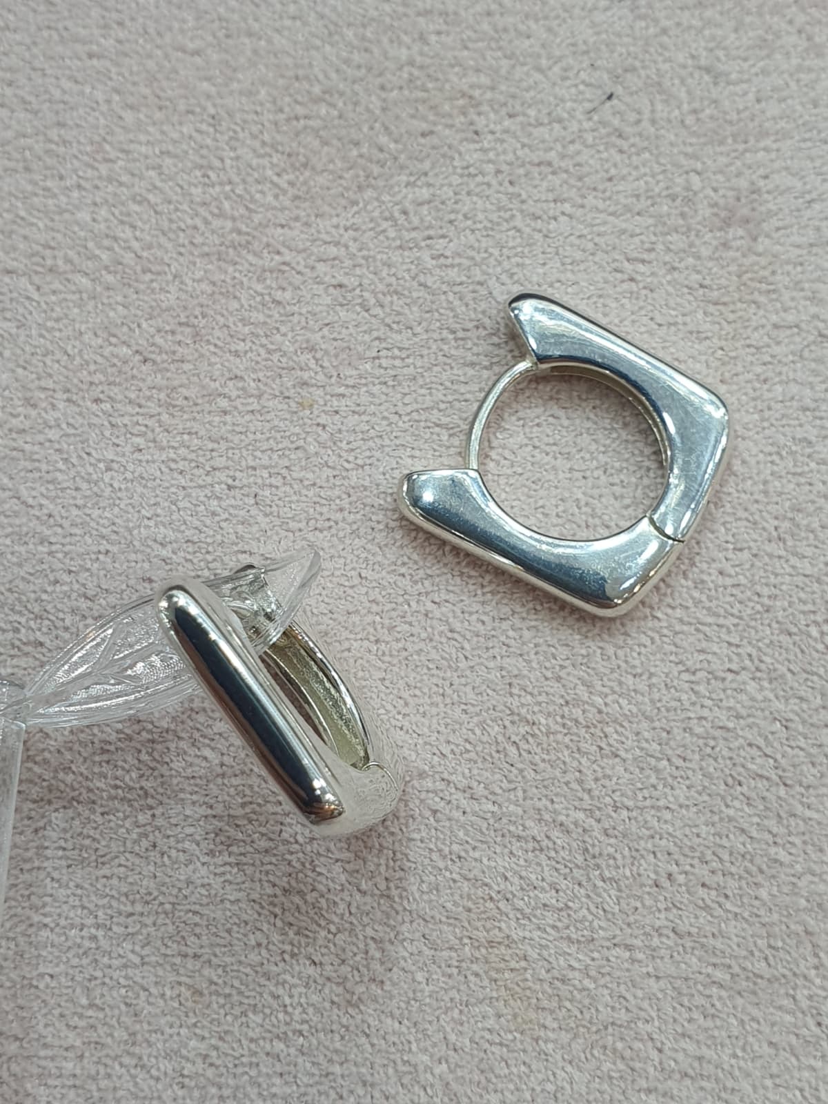 Silver 925 Square Bold One-Touch Earrings - 이미지 5