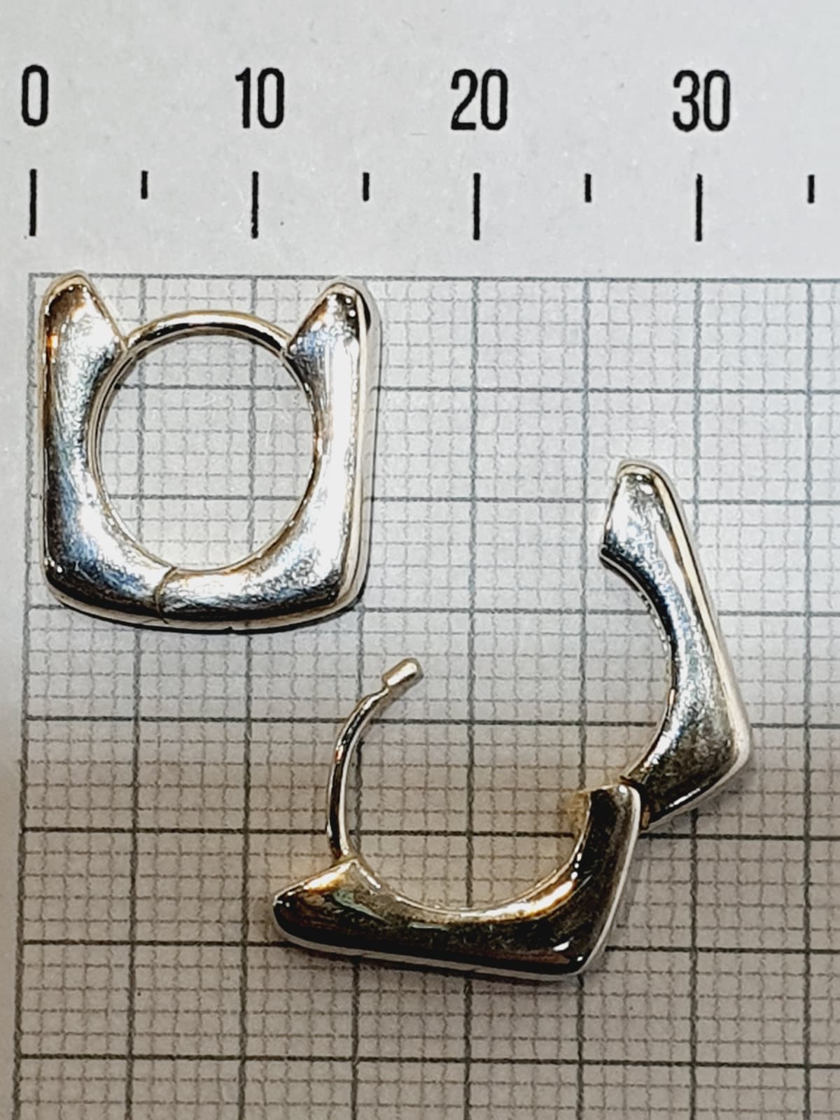 Silver 925 Square Bold One-Touch Earrings - 이미지 8
