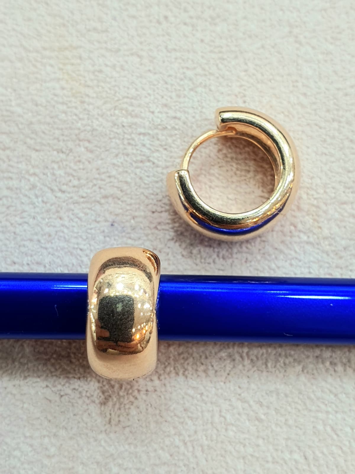 Silver 925 Donut-shaped One-touch Ring Earrings - 이미지 5