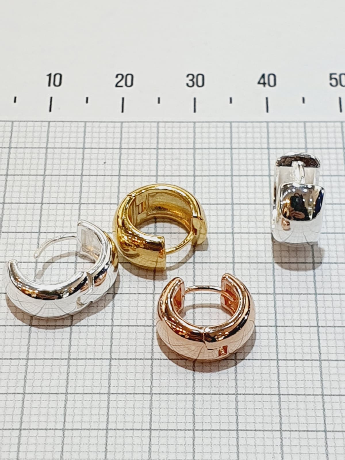Silver 925 Donut-shaped One-touch Ring Earrings - 이미지 2