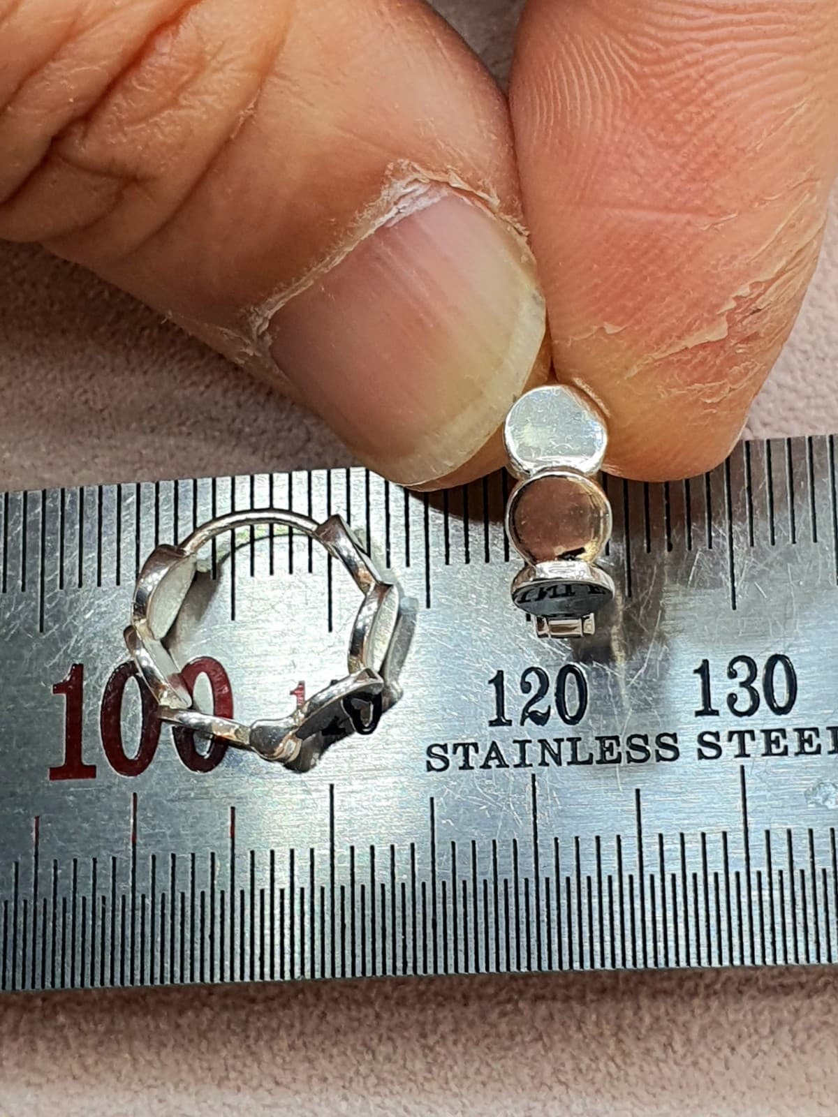 Silver 925 One-Touch Disc Ring Earrings - 이미지 6