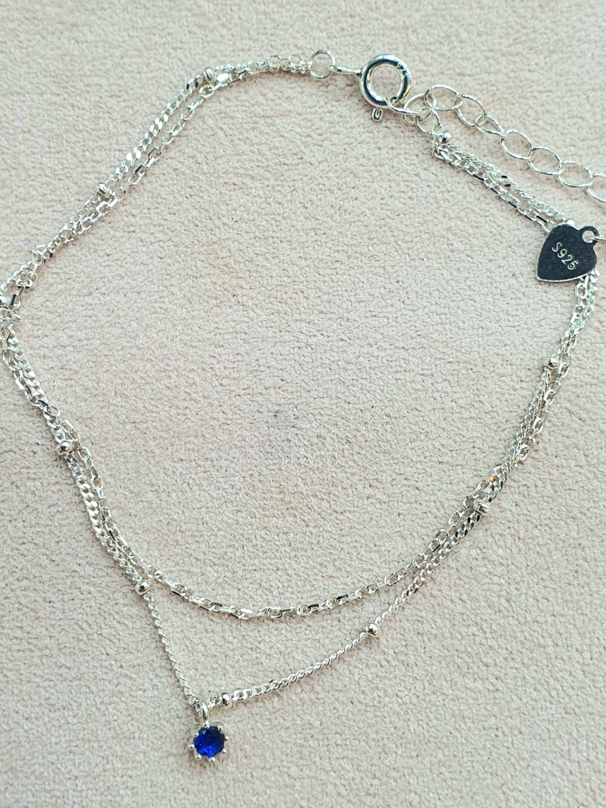 Silver 925 Layered Cubic Point Anklet - 이미지 3