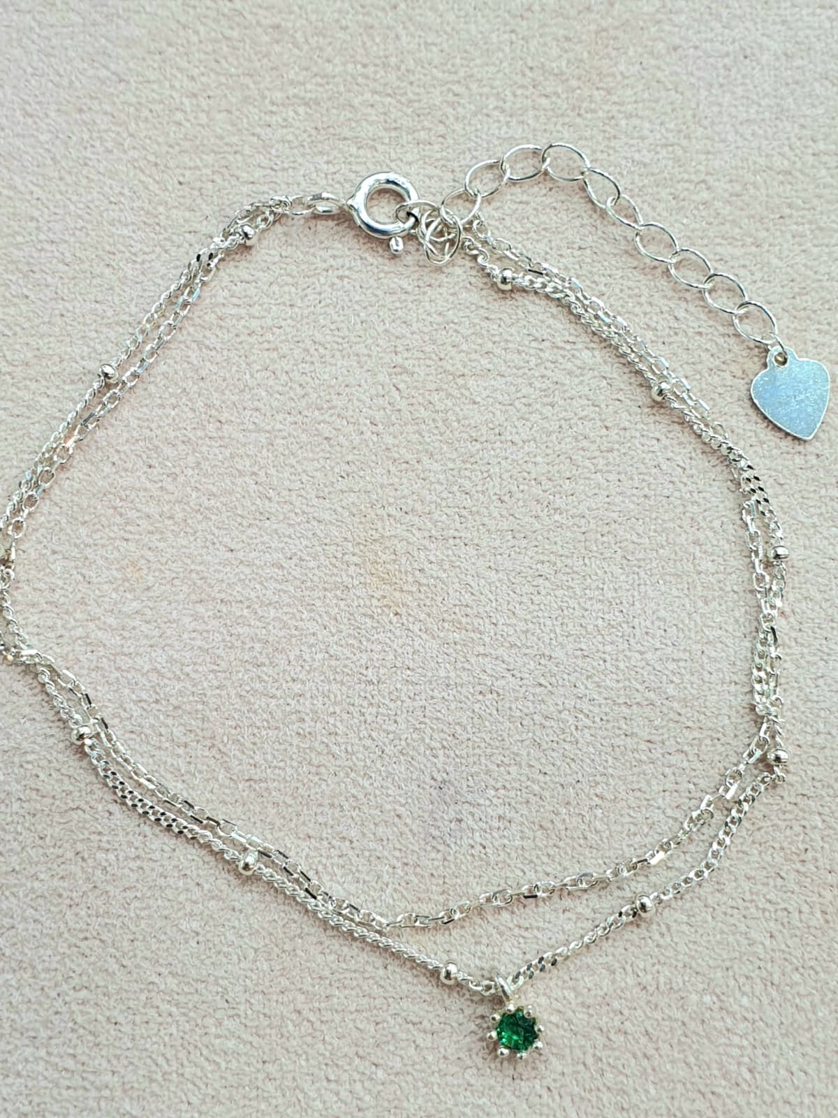Silver 925 Layered Cubic Point Anklet - 이미지 2