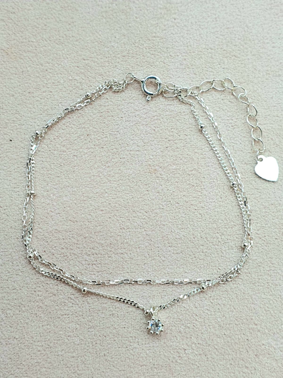 Silver 925 Layered Cubic Point Anklet - 이미지 5