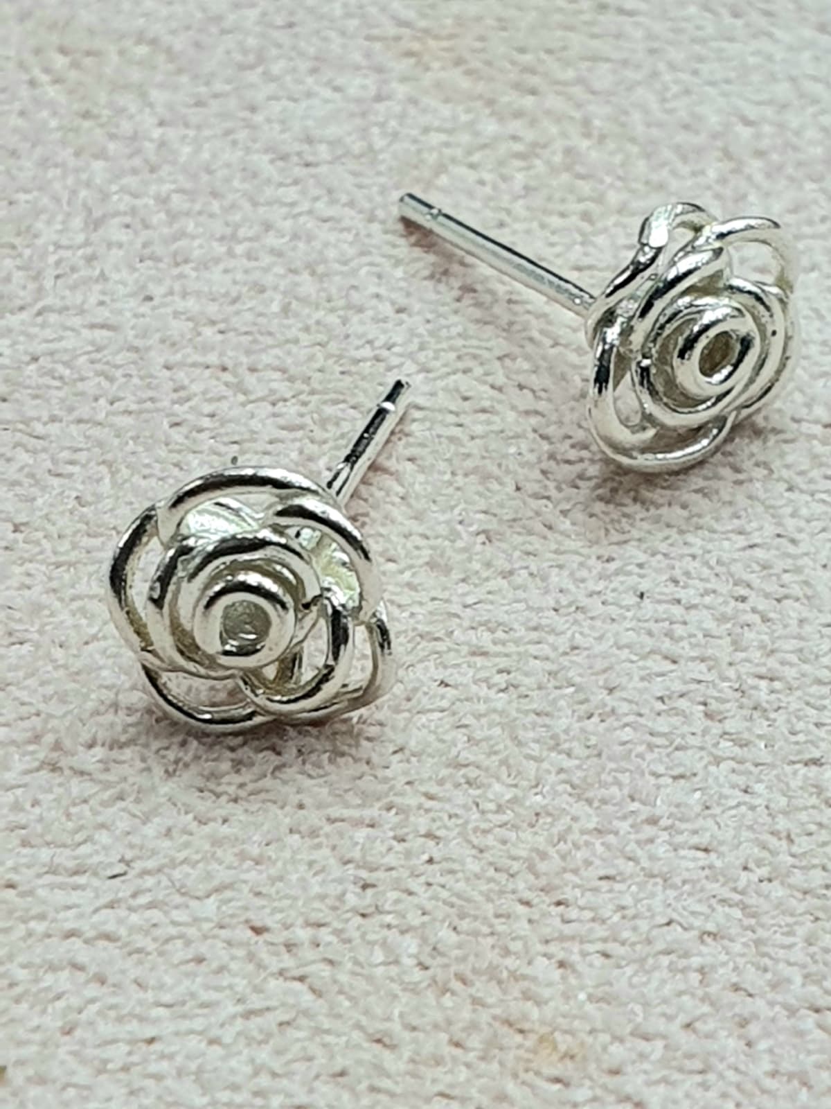 Silver 925 Rose Flower Stud Earrings - 이미지 3