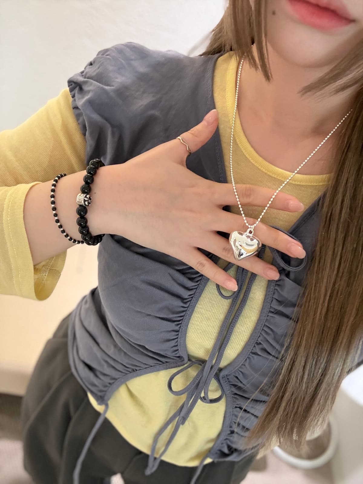 Silver 925 Italian ball chain and 30mm heart - 이미지 1