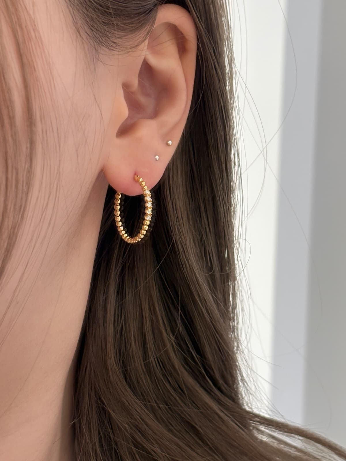 Silver 925 Cubic One-Touch Luxury Earrings - 이미지 9