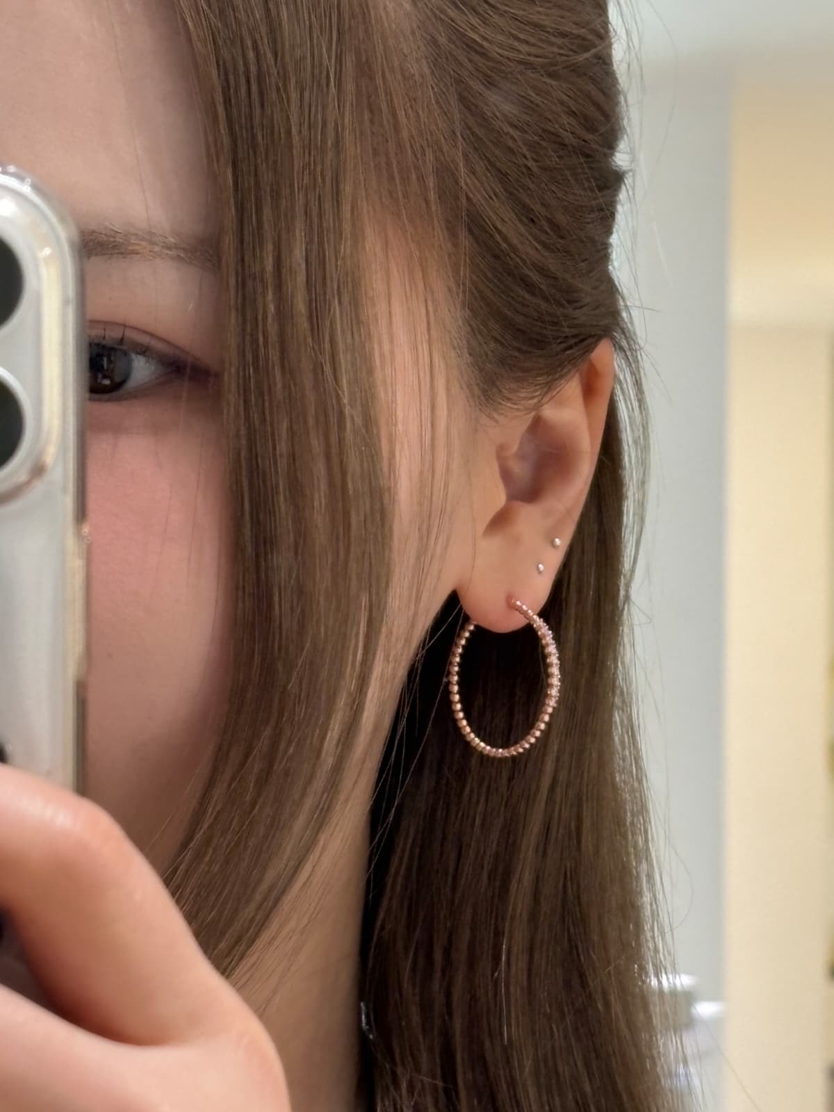 Silver 925 Cubic One-Touch Luxury Earrings - 이미지 6