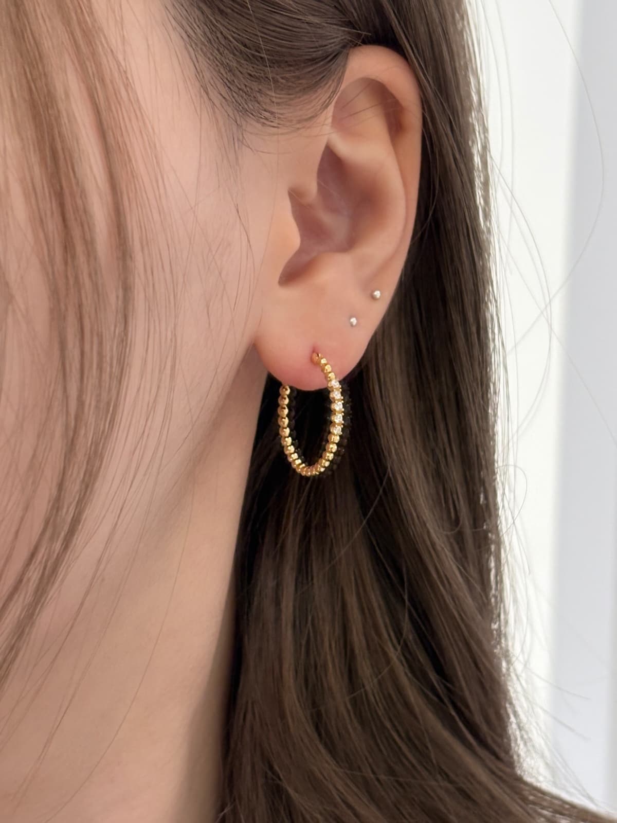 Silver 925 Cubic One-Touch Luxury Earrings - 이미지 8