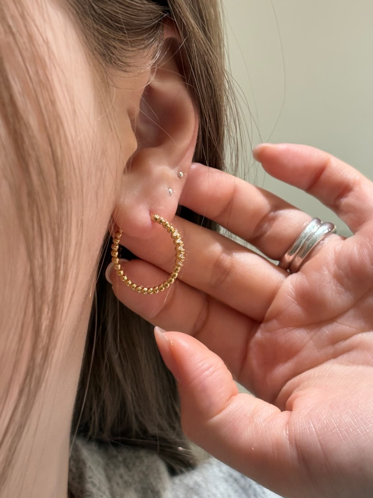 Silver 925 Cubic One-Touch Luxury Earrings - 이미지 3