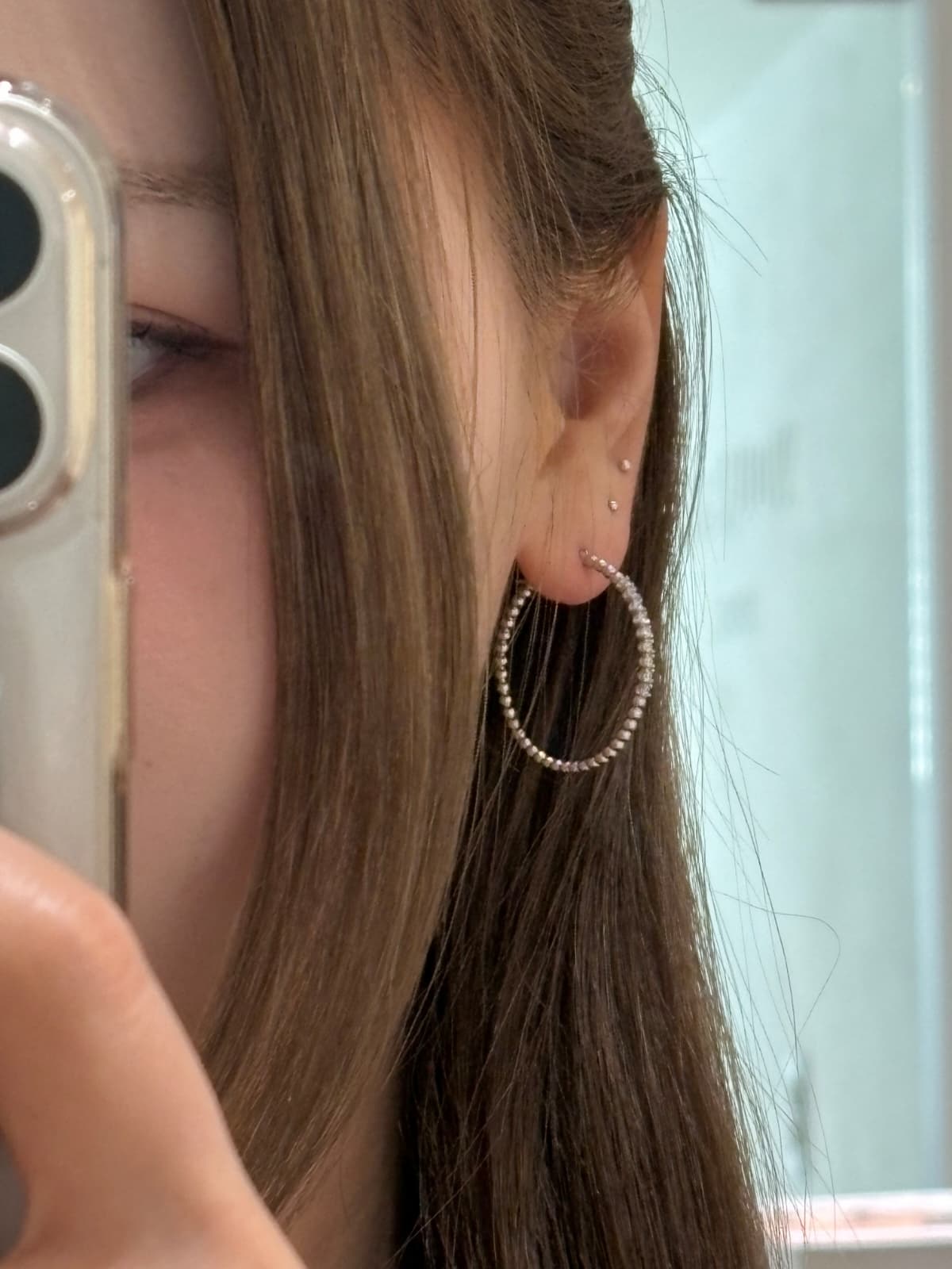 Silver 925 Cubic One-Touch Luxury Earrings - 이미지 1