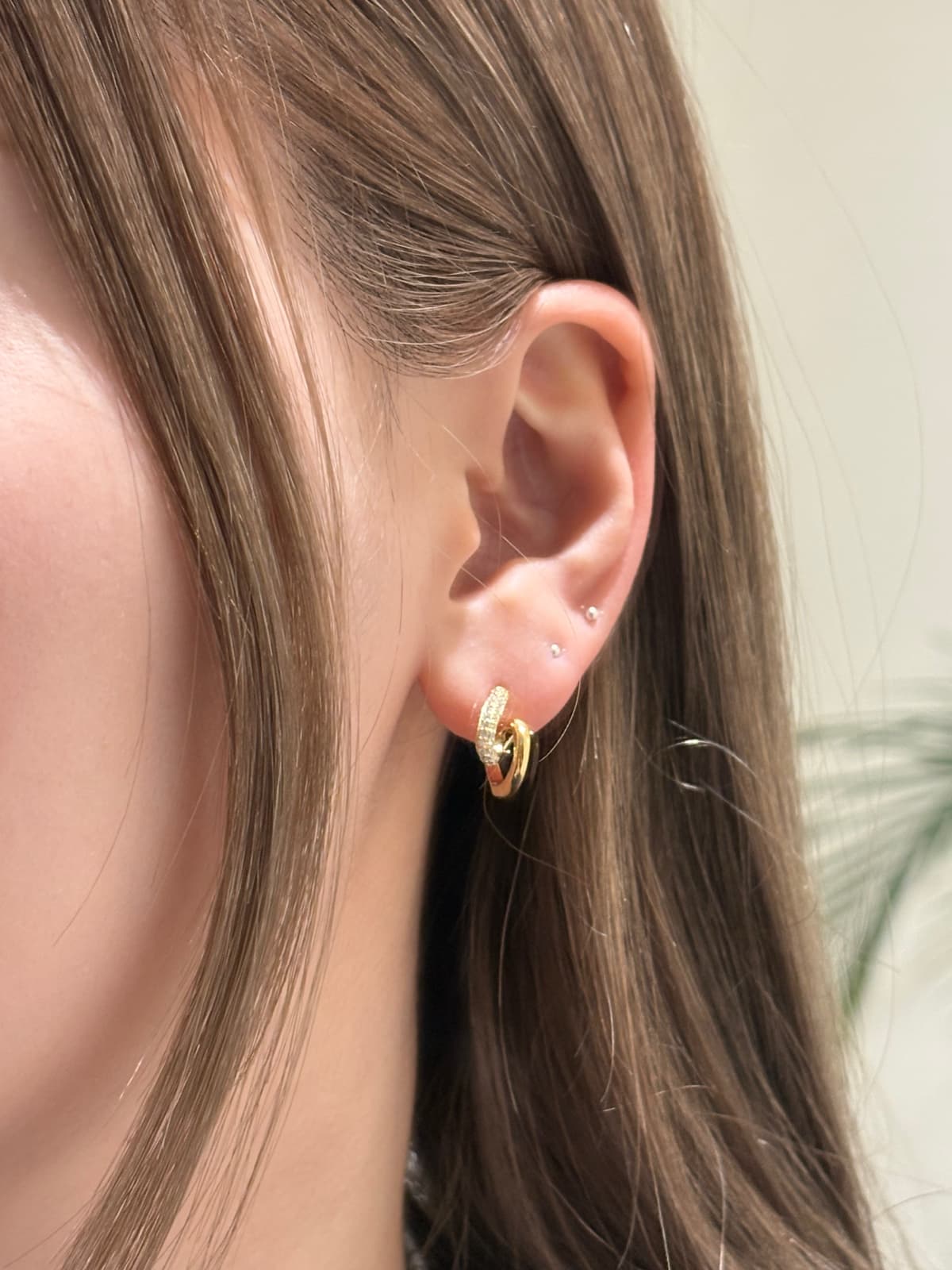Silver 925 Wave Cubic One-Touch Earrings - 이미지 1