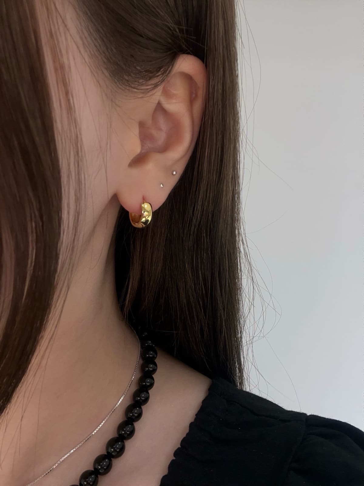 Silver 925 Click One-Touch Earrings - 이미지 1