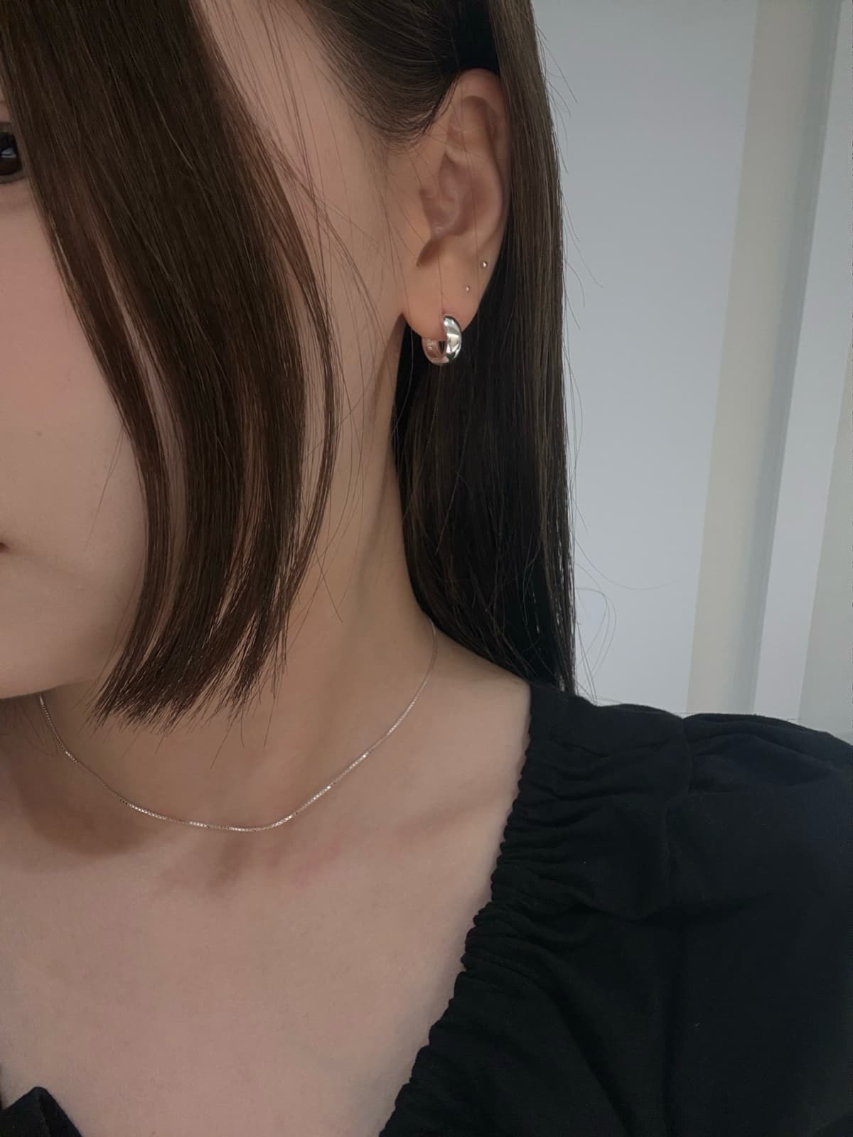 Silver 925 Click One-Touch Earrings - 이미지 7