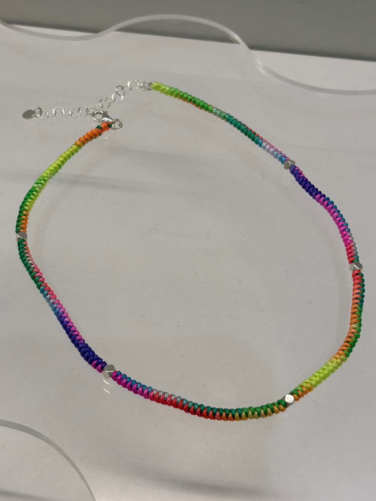 Silver 925 Square Pendant Knot Necklace - 이미지 15